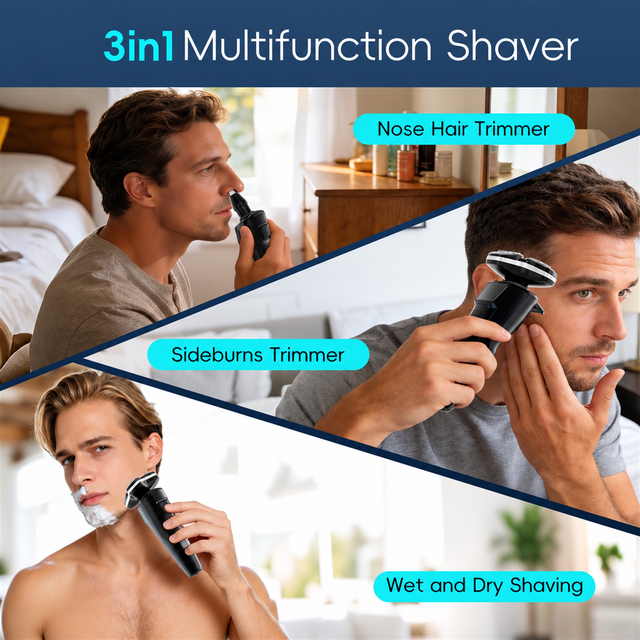 NICEBAY 4D Electric Shaver With Nose Trimmer photo 4