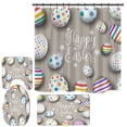 thumbnail image 5 of 4 Pcs Easter Shower Curtain Set with Non-Slip Rug, Toilet Lid Cover and Bath Mat,Funny Rabbit Easter with 12 Hooks, Happy Easter Shower Curtain Sets for Bathroom, 5 of 7