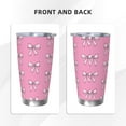 thumbnail image 3 of Fuzoiu Beautiful pink bow Print 20oz Tumbler, Stainless Steel Vacuum Insulated Car Cup, Insulated Coffee Mug,Travel Mug with Lid,Thermal Cup for Outdoor-Straw Three-piece Set, 3 of 8