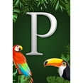 thumbnail image 3 of America Forever Tropical Bird Summer Monogram Garden Flag Letter P 12.5 x 18 inches Parrot Toucan Palm Leaves Double Sided Vertical Outdoor Yard Lawn Decorative Coastal Garden Flag, 3 of 5