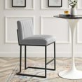 thumbnail image 2 of Tufted Counter Stool Chair, Fabric, Metal Steel, Light Grey Gray, Modern Contemporary Urban Design, Bar Pub Cafe Bistro Hotel Restaurant Hospitality, 2 of 8
