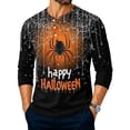 thumbnail image 2 of Domuza Halloween Henley Shirts for Men Spooky Novelty Print Casual Long Sleeve 3-Button Basic Tshirts Comfy Soft Classic Fit Tops 3XL, 2 of 4