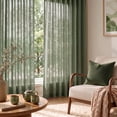 thumbnail image 5 of TOPICK Farmhouse Sage Green Curtains Linen Blend Semi Sheer Curatins 96 inch Light Filtering Drapes for Living Room Bedroom Dining Room Set of 2, 5 of 9