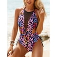 thumbnail image 6 of Cupshe Women's One Piece Swimsuit Mesh Cutout Ruched Drawstring Monokini Swimwear, 6 of 7
