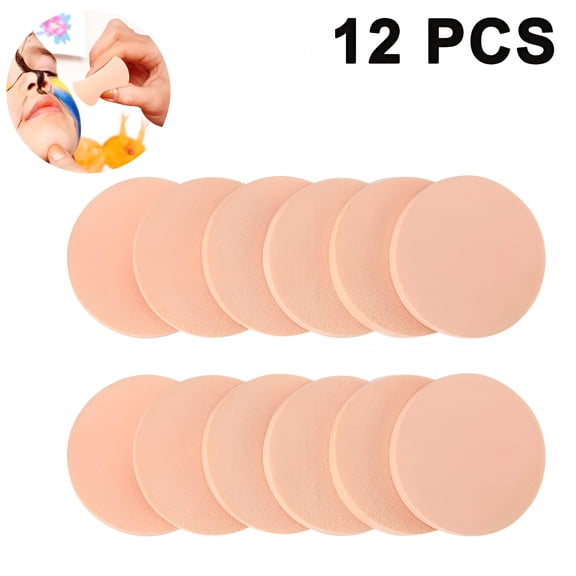 BPPEG Round Sponge Puff Set 12 Pieces Beige Facial Powder Blender Puffs Foam Sponges