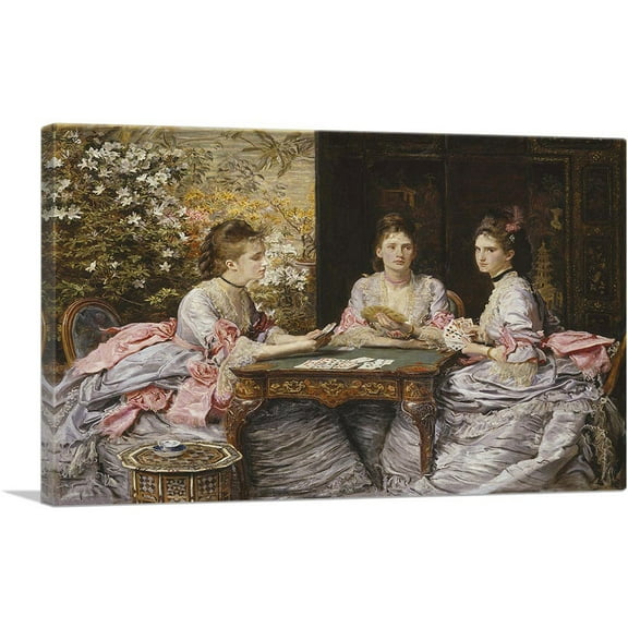 ARTCANVAS Hearts Are Trumps 1872 Canvas Art Print by John Everett Millais - Size: 26" x 18" (0.75" Deep)