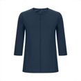 thumbnail image 4 of Wo-Fusoul Haut pour Femmes, Blouse Décontractée à Manches 3/4, Col Rond, Couleur Unie, Coupe Ample, Printemps Été, Vert Armée, 4 of 7