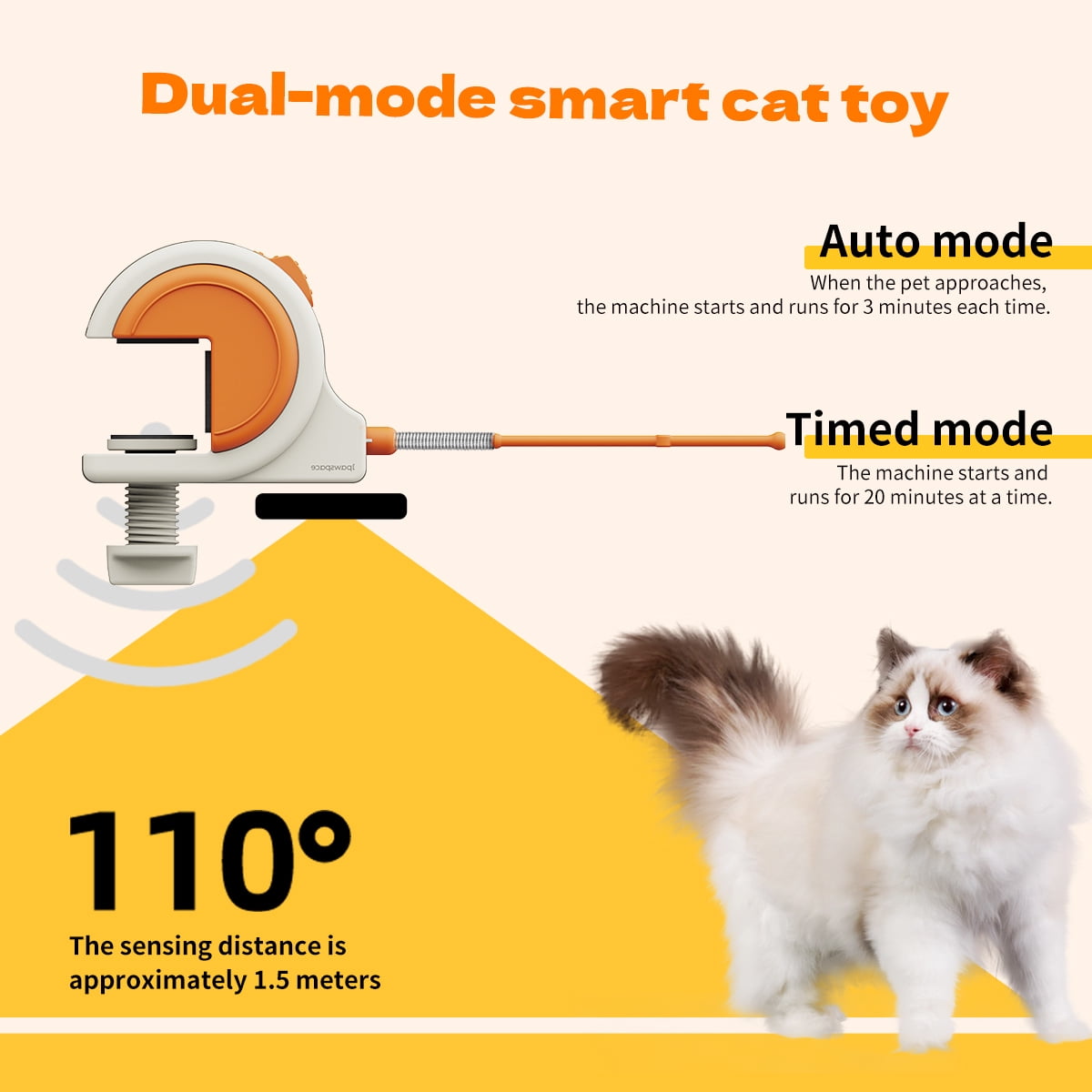 Interactive Cat Toys for Indoor Cats, Automatic Electric Feather Wand Toy, Best Kitten & Adult Cat Enrichment Toy Hanging Electric Kitty Toys for Bored Cats