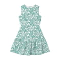 thumbnail image 5 of Cocktail Dresses for Women Crew Neck Casual Sleeveless Printed Tunic Pleated Semi Formal Floral Mini Dress for Spring Summer Mint Green S-2XL, 5 of 5