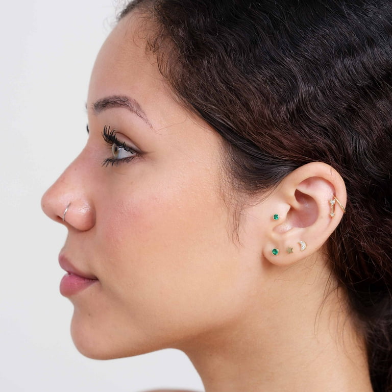 Beautiful jewelry for helix and tragus piercings with a beautiful star