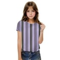 thumbnail image 4 of Spazoro Toddler Girls T-shirts, Summer Casual Crewneck Striped Short Sleeve Tops Tee Purple Size 4 T, 4 of 6