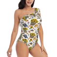 thumbnail image 3 of Sikiie Picnic Print Women One Piece Swimsuits Tummy Control One Shoulder Bathing Suits Ruffle Swimwear, From S to XXL-Large, 3 of 6