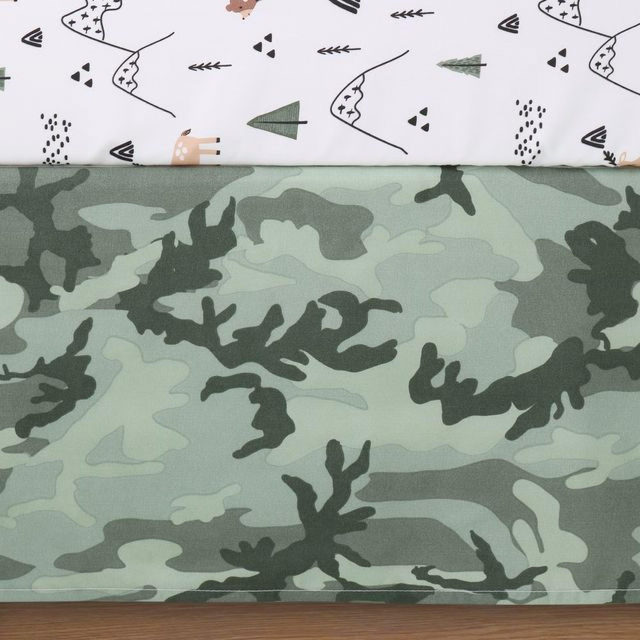 The Peanutshell Woodland Camo Crib Bedding Set for Baby Boys, 3 Piece Nursery Bed Set, Crib Comforter, Fitted Sheet, Crib Skirt