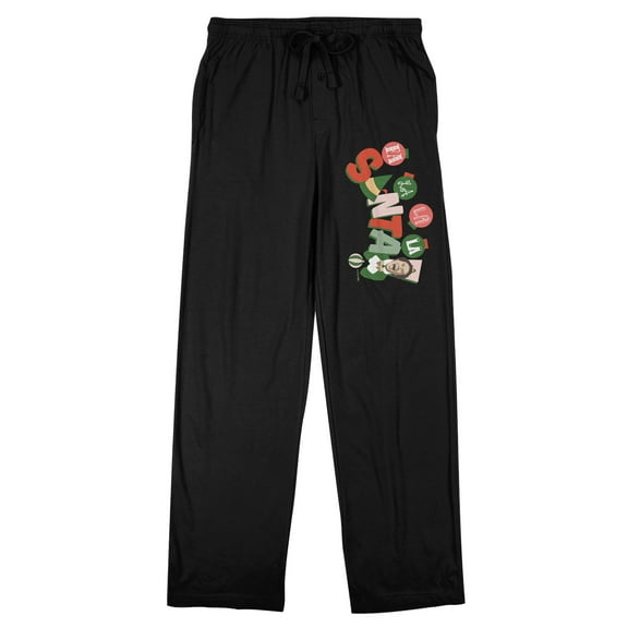 Elf Santa Men's Black Sleep Pajama Pants-Medium