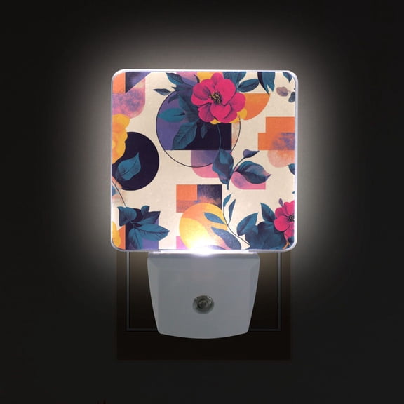 Yayeee LED Plug in Night Light for The Home with Auto Dusk to Dawn Light Sensors, 2 Pack, Flowers Pattern Style