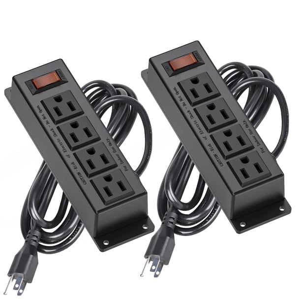 Power Strip ICEELEC de 4 salidas con cable de 10 pies, 2 unidades, color negro
