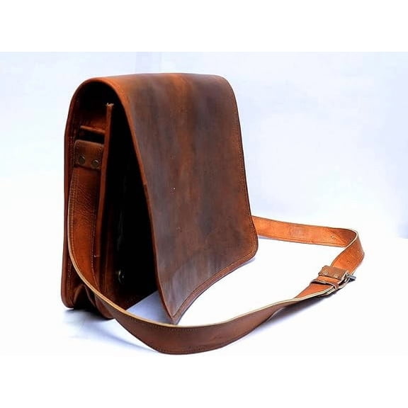 Rajeriya 13 inch Vintage Full Grain Leather Laptop Crossbody Office Satchel Messenger Shoulder Bag For Men