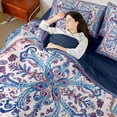 thumbnail image 4 of Feelyou Vintage Damask Flower Twin Bedding Sets 7-Piece, Blue Purple Tribal Bohemian Bedding Comforter Set, Mandala Paisley Style Reversible Sheet Sets, Breathable Home Decor, 4 of 8