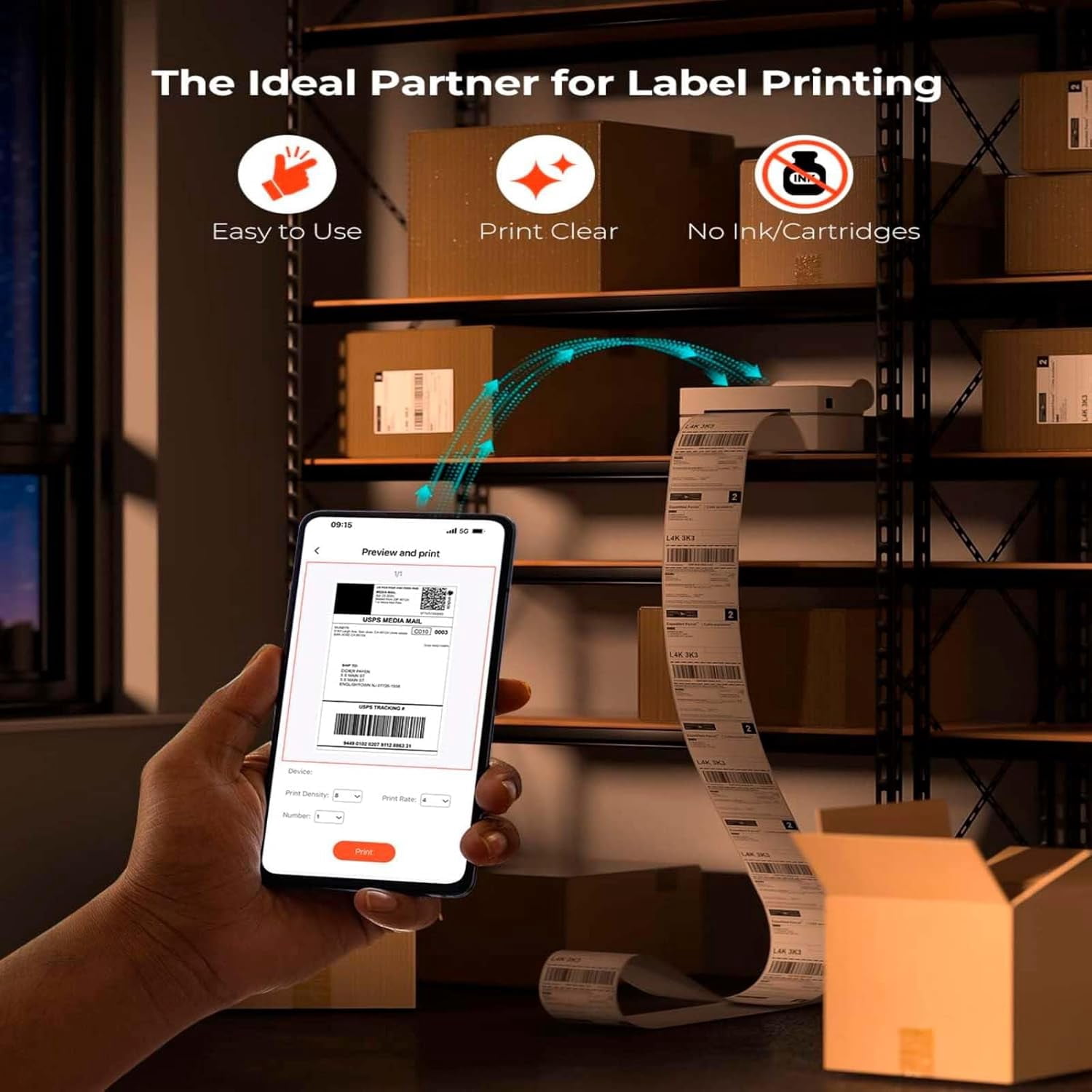 Bluetooth Thermal Label Printer, Wireless 4x6" Shipping Label Printer for Shipping Packages