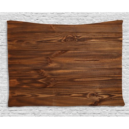 Wooden Tree Wall Art Rustic Home Decor Tapestry, Wooden Texture Nature Forest Trees Pattern with Rough Decor Timber Art Print, Wall Hanging for Bedroom Living Room Dorm Decor, 80W X 60L Inches, Brown, by Ambesonne ()