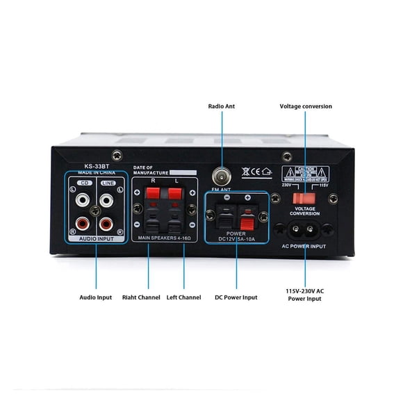 450w+450w Home Bluetooth Stereo Amplifier Hifi Digital Audio Home Karaoke Power Amplifier Car Auto HiFi Amplifier Music Player ,Scalable Fun