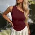 thumbnail image 2 of StSilkitty Womens One Shoulder Shirts Summer Solid Color Sleeveless Blouses Lightweight Soft Comfy Tops, 2 of 6