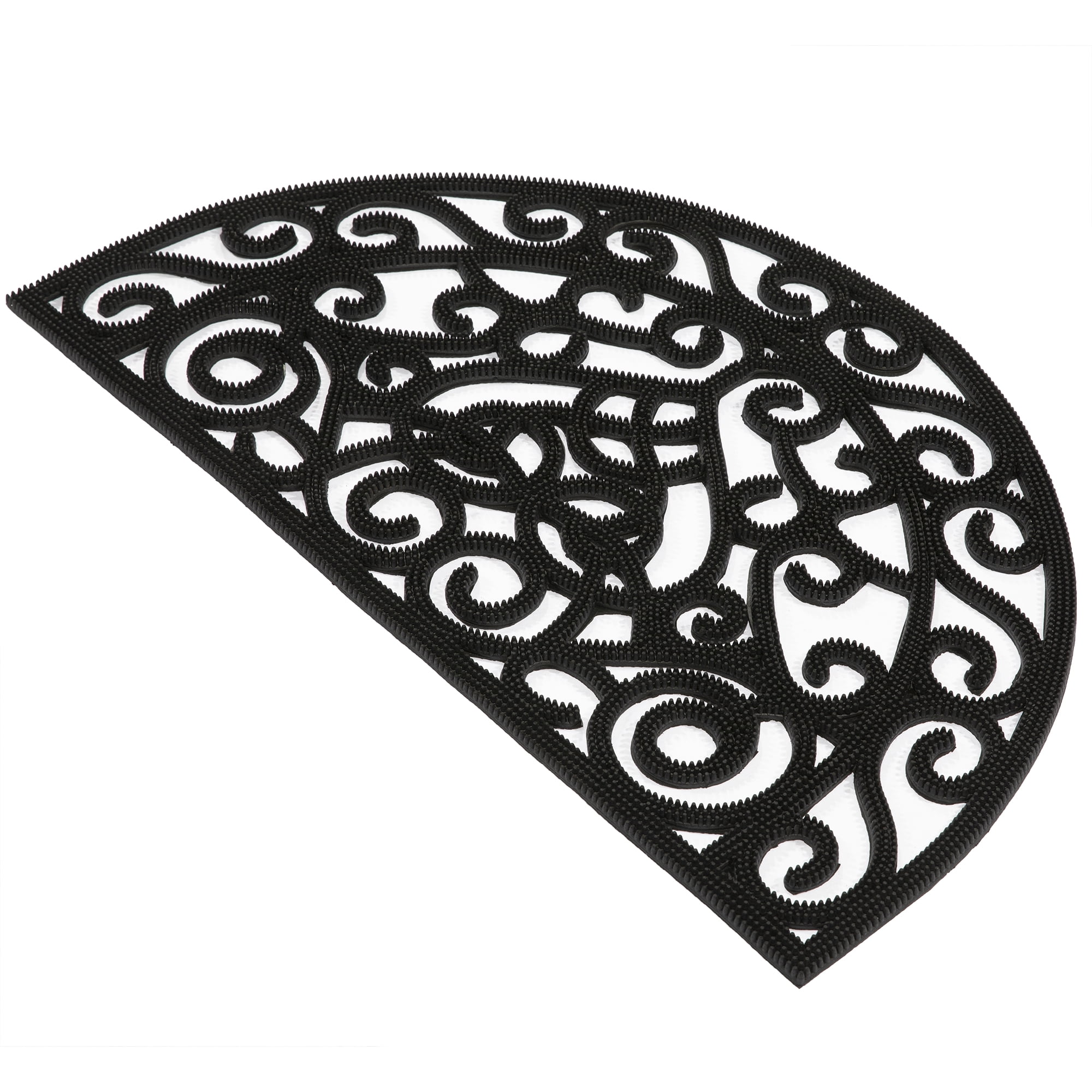 Ottomanson Heavy Duty Non-Slip Rubber Mat 18" x 30" Indoor Outdoor Waterproof Doormat for Entryway Garage Kitchen, Black