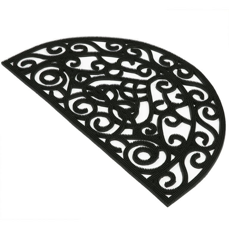 Ottomanson Easy Clean, Waterproof Non-Slip Indoor/Outdoor Rubber Doormat,  18 x 30, Black Circles