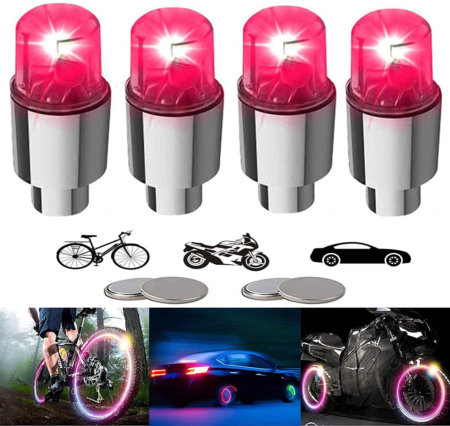 Wheel 4x Led Bicycle Tire Tyre Auto Neon Dust Cap Car Light Valve Flash Bike 