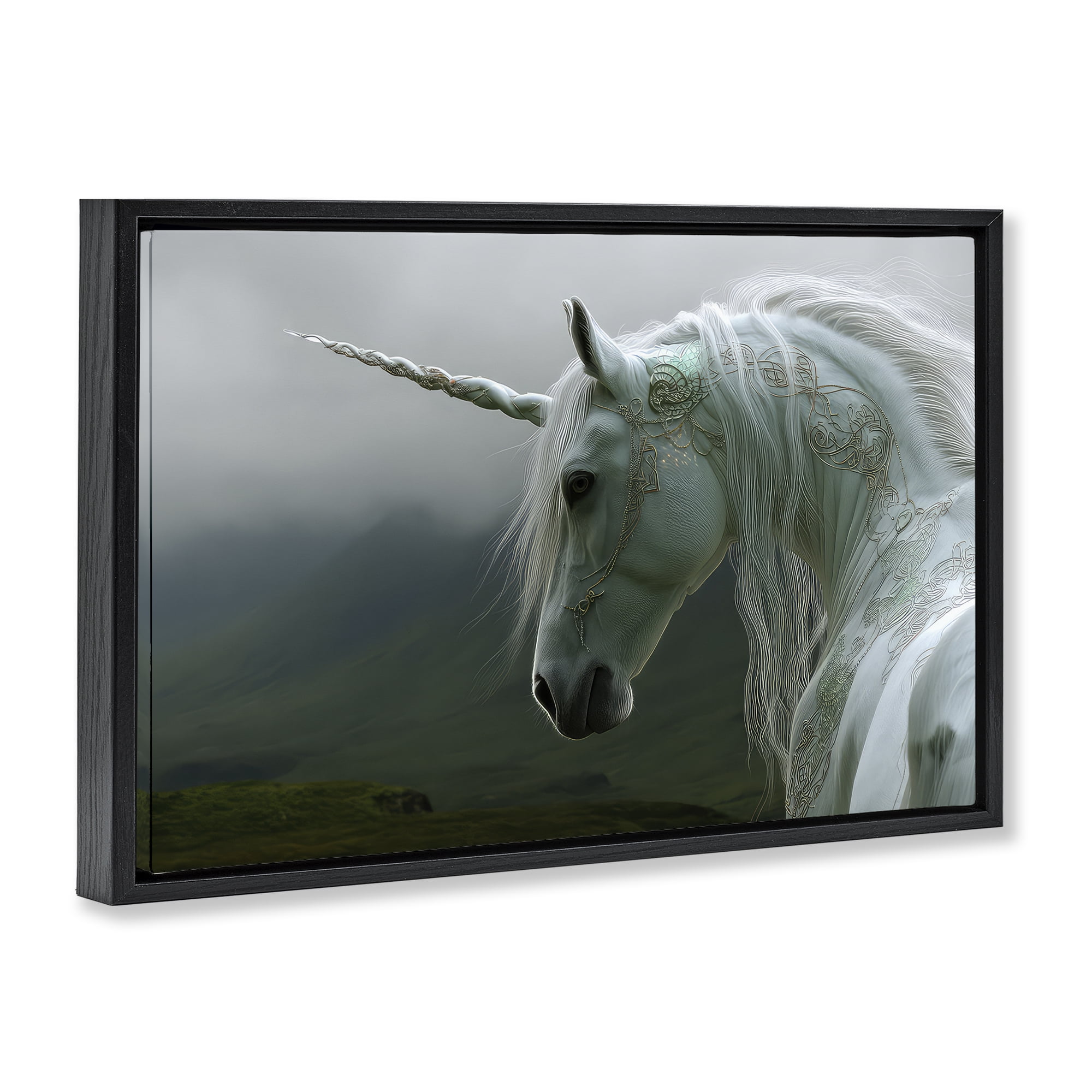 Stupell Industries Dreamy Celtic Unicorn Black Framed Floater Canvas Wall Art, design by The Wands Want
