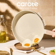 CAROTE 28-Piece Ceramic Pots and Pans Set, Nonstick Cookware Set with Lids, Induction Compatible, Oatmeal