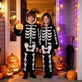 thumbnail image 2 of Byoo Toddler Boys Fleece Zipper Hoodie Jumpsuit Halloween Skeleton Graphic Long‑Sleeve Bodysuit Winter Romper, Black, 2 of 4