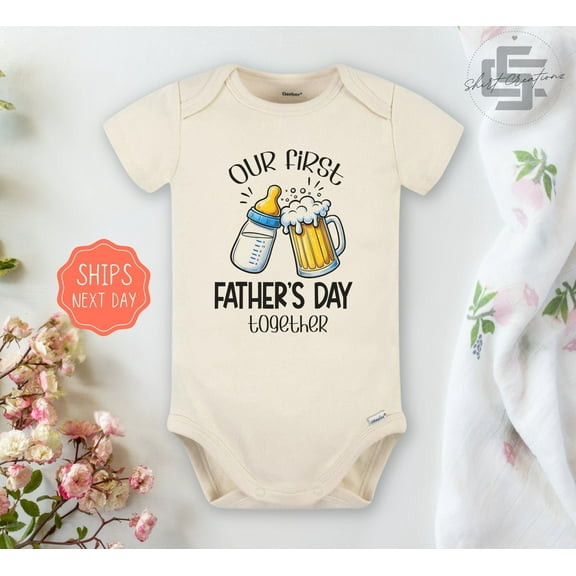Our First Father'S Day Baby Onesie Father'S Day Baby Onesie, First Father'S Day Newborn Baby Gift. Cute and Cool Baby Bodysuit, BABY BODYSUIT LAT 4424