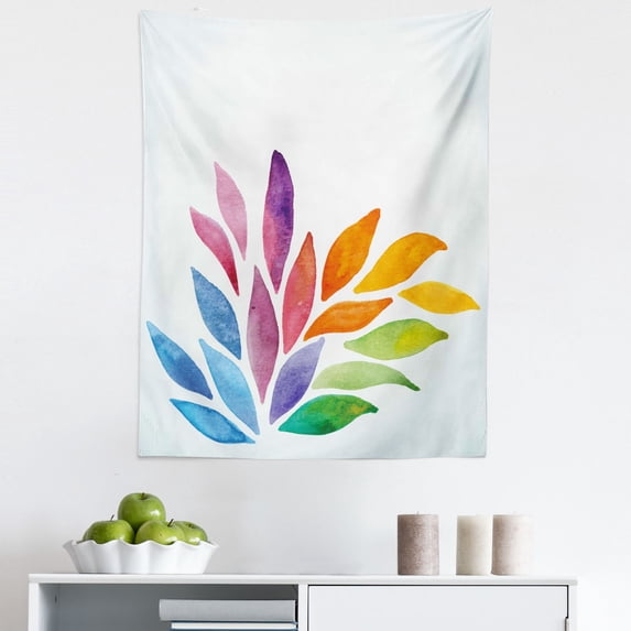 Floral Tapestry, Rainbow Colored Flower Petals in Watercolors Painting Style Vibrant Modern Art, Fabric Wall Hanging Decor for Bedroom Living Room Dorm, 5 Sizes, Multicolor, by Ambesonne