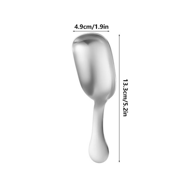 Ice Cream Spoon 304 Stainless Steel 18/10 Sanded Finish Short Handle Teaspoon Head For Coffee Beans Measuring And Tea