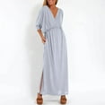 thumbnail image 2 of Einccm Women's Sleeveless V Neck Maxi Dress with High Waist and Split Hem Flowy Design for Summer Casual Wear, Beach Vacation, Parties and Daily Outfits, 2 of 8