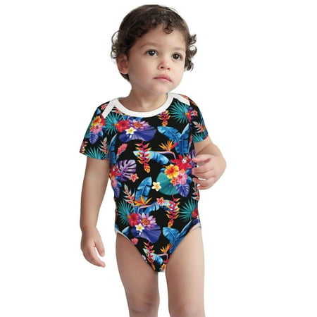 

Fotbe Tropical Palm Leaves Pattern Unisex-baby Short-sleeve Bodysuit Short Sleeve Bodysuits One-piece 100% Organic Cotton for Infant Baby Boys Unisex-6 Months