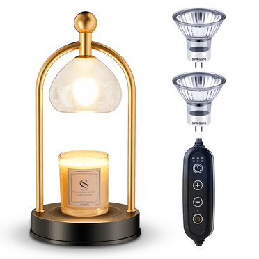 Candle Warmer with Timer, Dimmable  Candle Warmer Lamp Wax Melts Warmer for Candles with 2 Bulbs