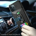 thumbnail image 3 of For iPhone 16 Pro Max 6.9 inch Multi-Functional Card Magnetic Ring Stand Hybrid Camera Case Cover - Black, 3 of 3