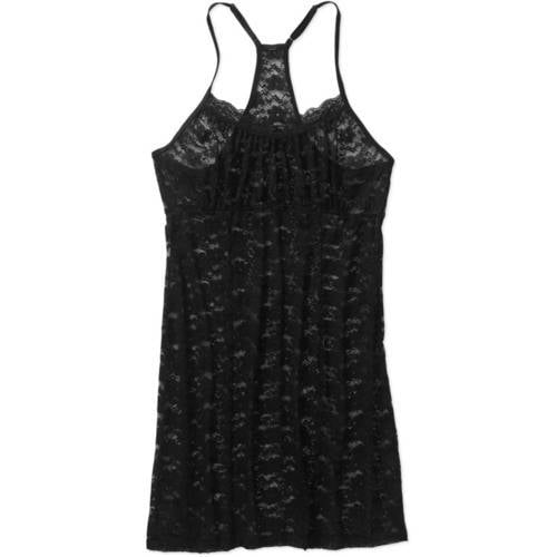 Black Solid Lace Chemise