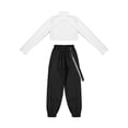 thumbnail image 4 of Alvivi Kids Girls Tracksuit Long Sleeve Hip Hop Crop Tank Top+Athletic Trousers Set, 4 of 7