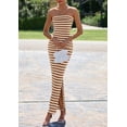 thumbnail image 4 of Vestido PRETTYGARDEN Maxi Strapless Ajustado con Abertura Marrón Talla S, 4 of 8