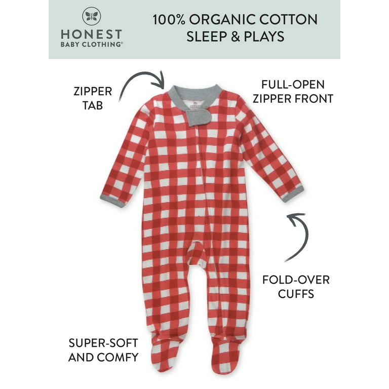 Honest Baby Clothing Gender Neutral Organic Cotton Holiday Sleep N Play Sizes Newborn 9 Months Walmart