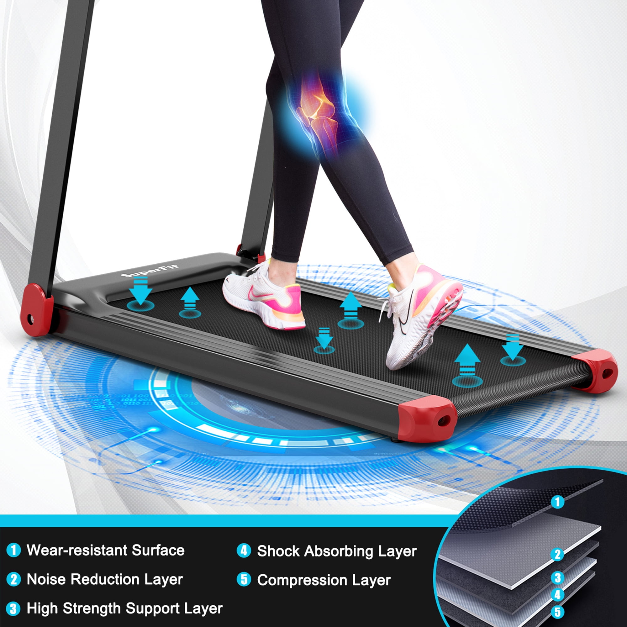 Gymax Electric Folding Treadmill Portable Cardio Running Machine w/ APP Control Red