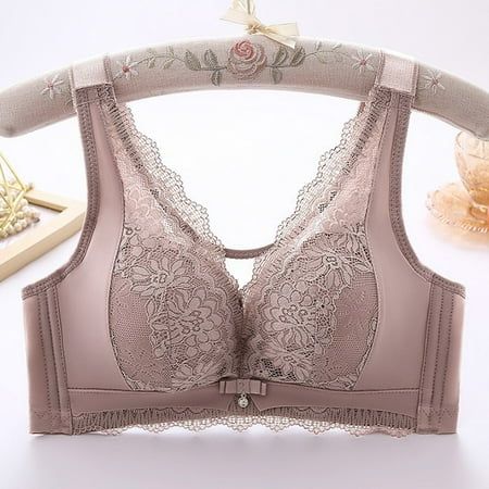 Fznquz Lace Women Bras Breathable No Underwire Comfort Balconette Gray Plus Size Everyday Bra