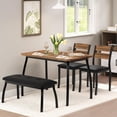thumbnail image 3 of 4-Piece Dining Table Set - Kitchen Table With Upholstered Bench & 2 Chairs, Space-Saving for Apartments (Black/Grey/Brown), 3 of 8