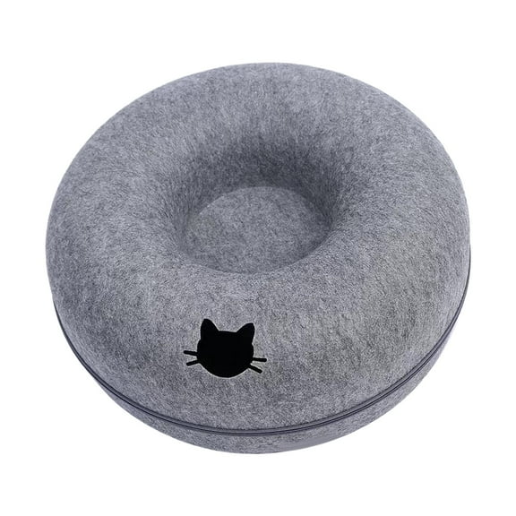 Cama túnel para gatos, cueva para gatos con forma de donut de fieltro para varios gatos, lavable, con cremallera, extraíble, universal para todas las Azul oscuro 50cm