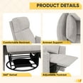 thumbnail image 3 of Furmax 360° Swivel Recliner Power Massage Rocker Chair Adult Glider Rocker with 2 Comfy Pillows for Nursery,Loop Yarn Gray, 3 of 7