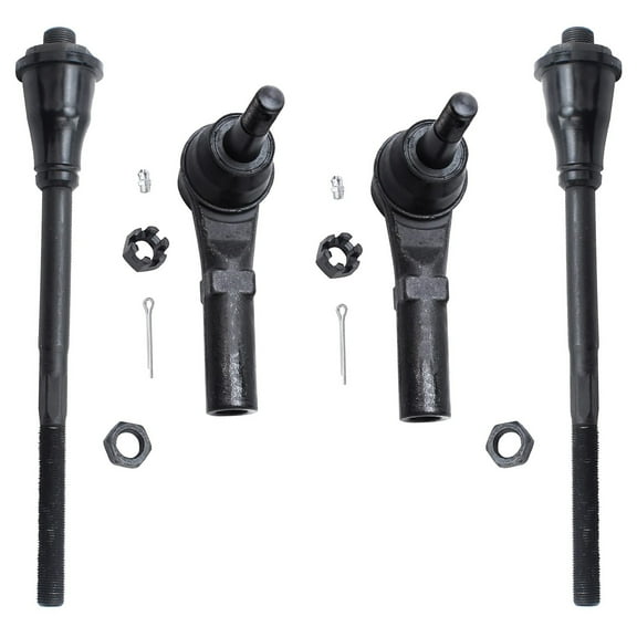 Detroit Axle - Front 4pc Tie Rods for 11-19 Chevy Silverado GMC Sierra 2500 3500 HD, 4 Outer and Inner Tie Rod Ends 2011 2012 2013 2014 2015 2016 2017 2018 2019 Replacement