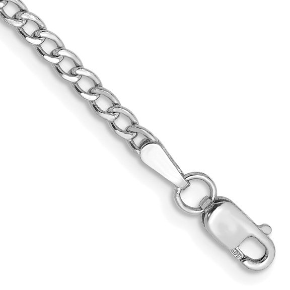 14k White Gold 2.5mm Semi-Solid Curb Link Chain